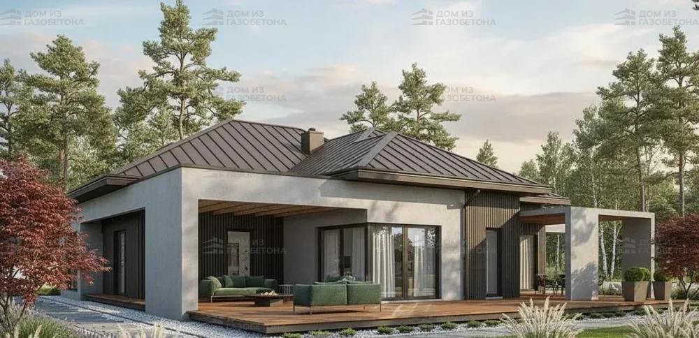 Проект Одноэтажный дом 16 на 17, 176 м2